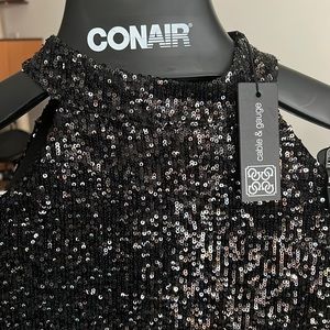 BNWT Sleeveless Mock Neck Sequin Top